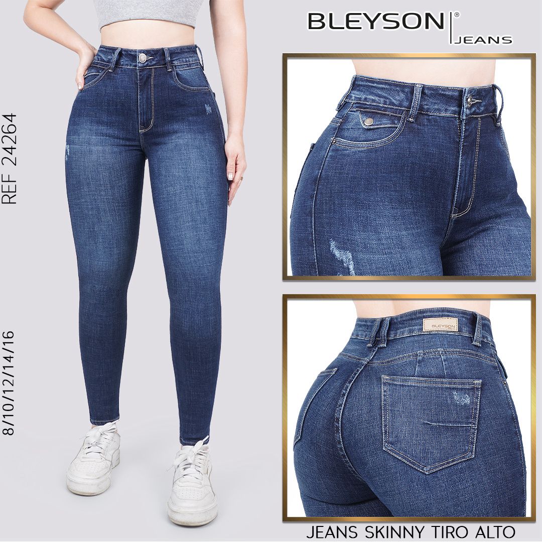 Jeans skinny tiro alto 24264