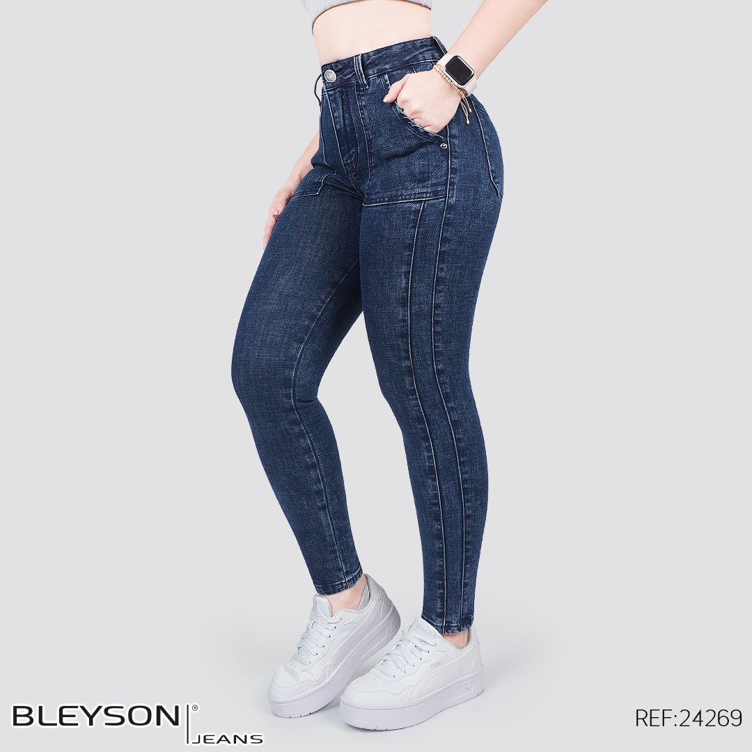 Jeans skinny tiro alto 24269