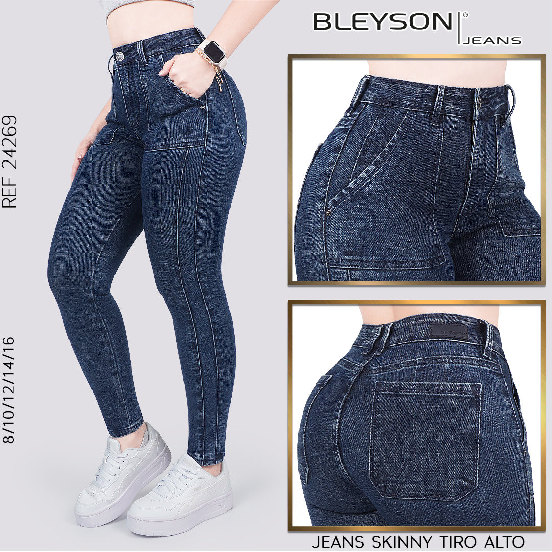 Jeans skinny tiro alto 24269