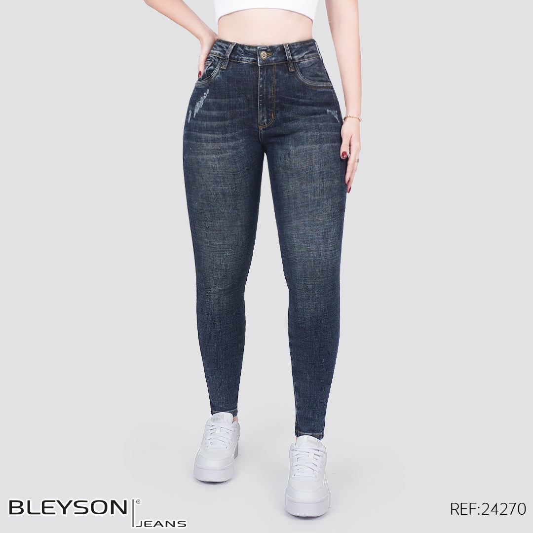 Jeans skinny tiro alto 24270