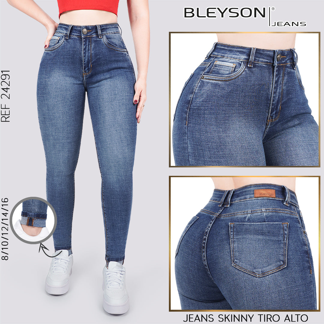 Jeans skinny tiro alto 24291