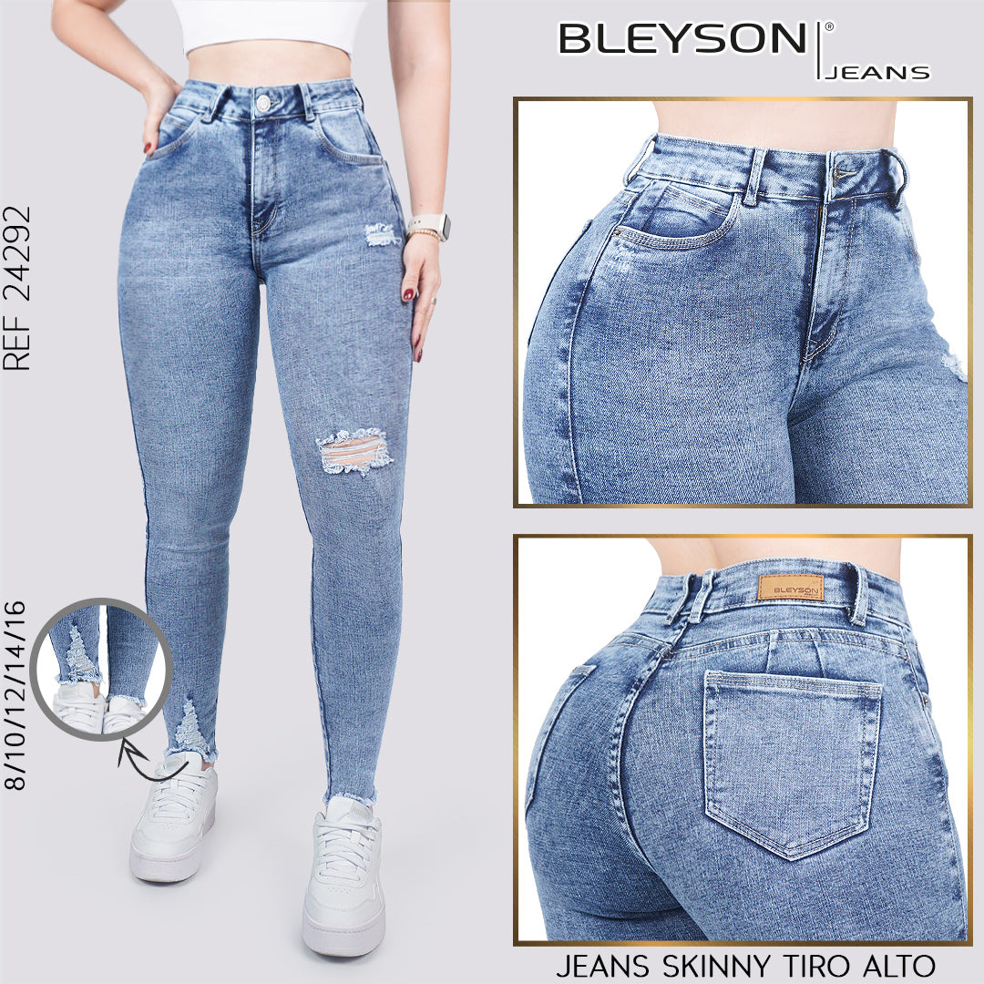Jeans skinny tiro alto 24292