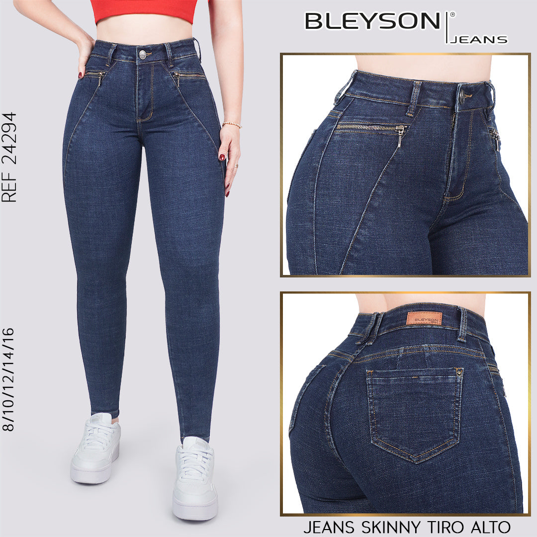 Jeans skinny tiro alto 24294