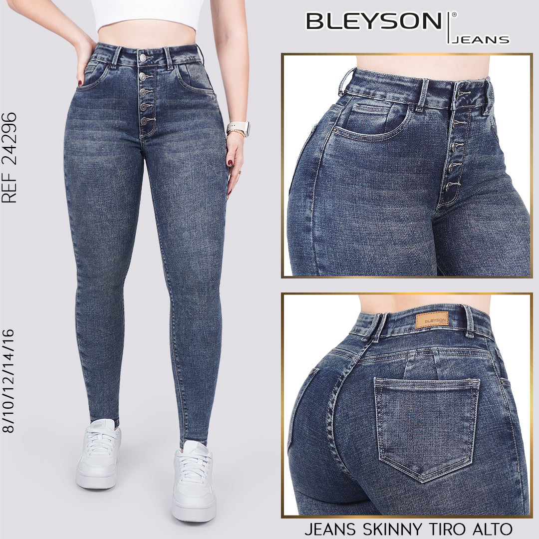 Jeans skinny tiro alto 24296