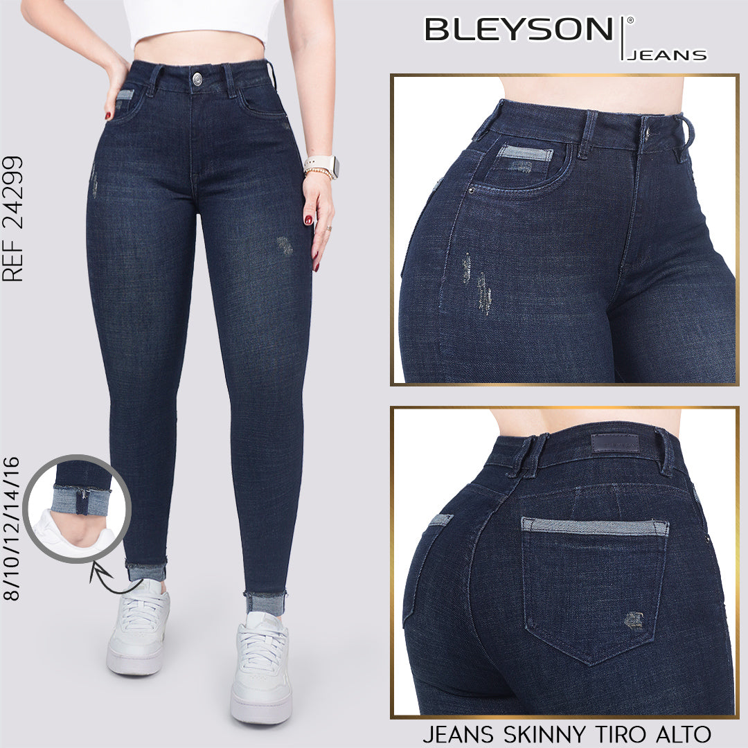Jeans skinny tiro alto 24299