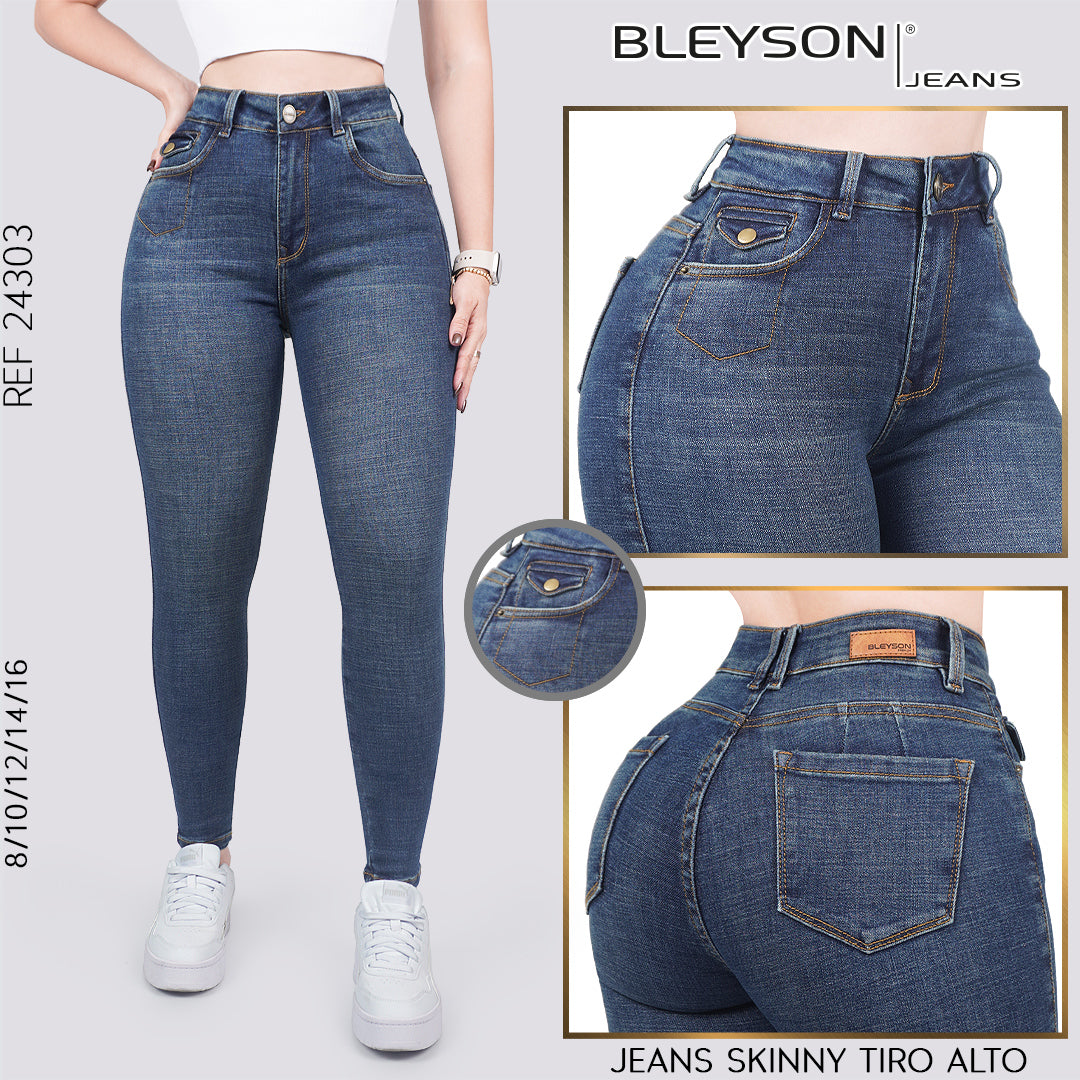 Jeans skinny tiro alto 24303