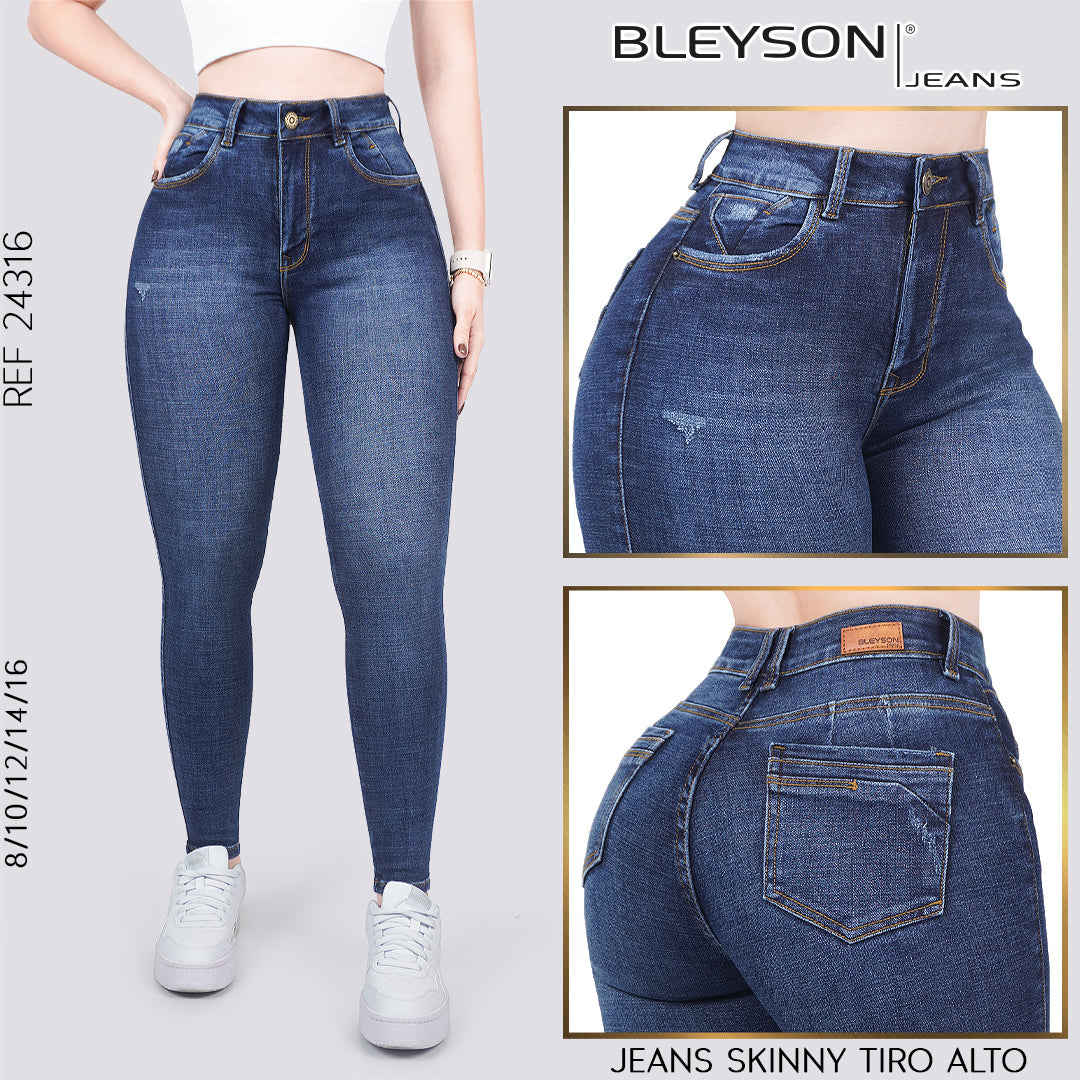 Jeans skinny tiro alto 24316