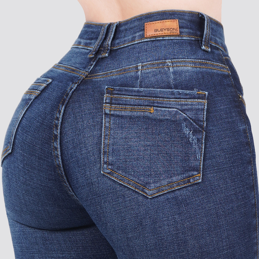 Jeans skinny tiro alto 24316