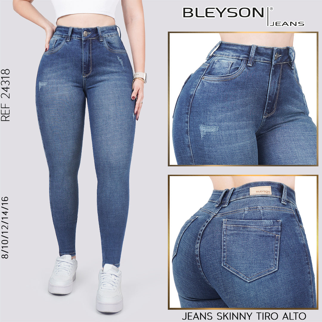 Jeans skinny tiro alto 24318