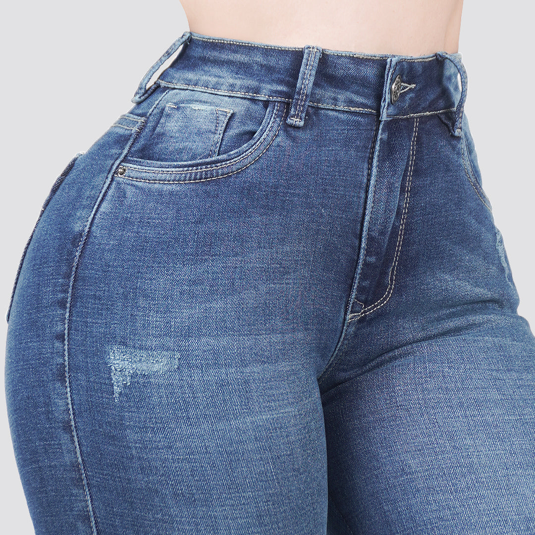 Jeans skinny tiro alto 24318