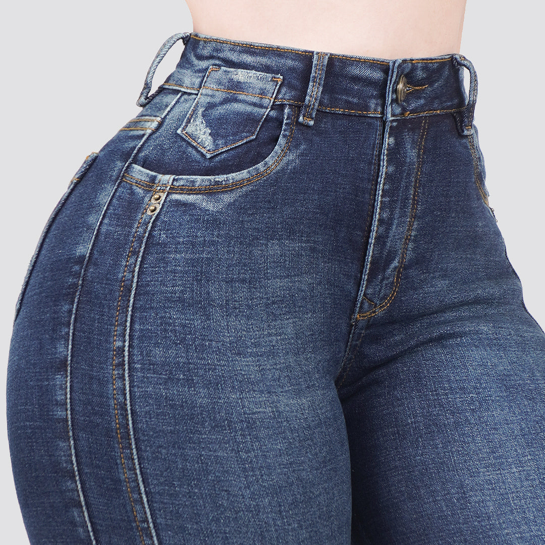 Jeans skinny tiro alto 24319