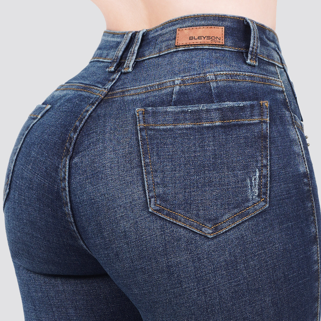 Jeans skinny tiro alto 24319