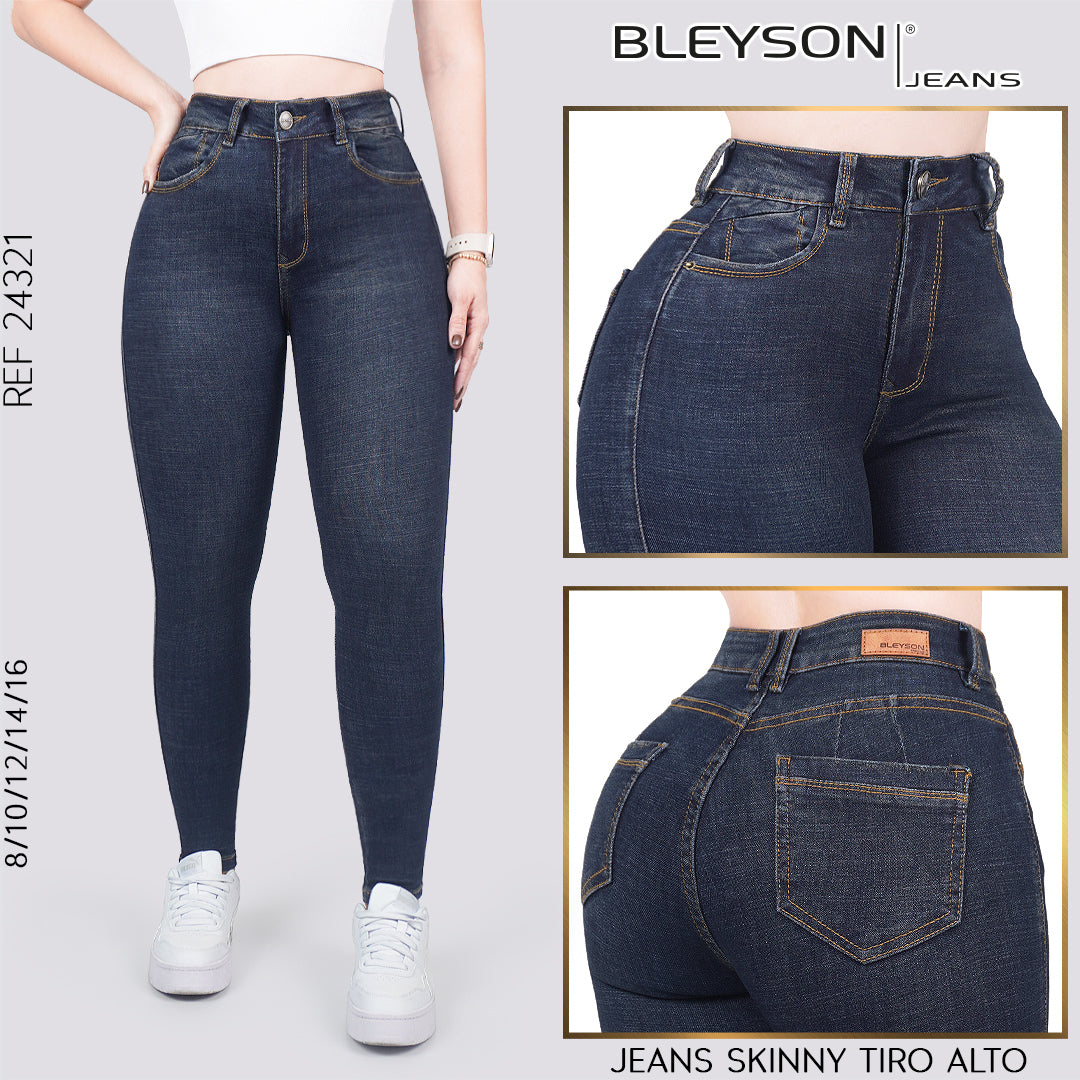 Jeans skinny tiro alto 24321