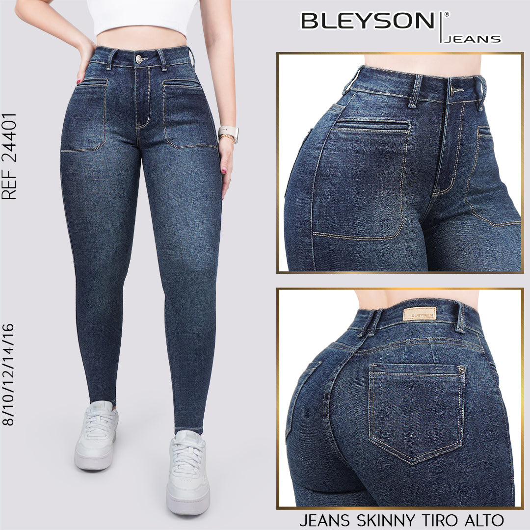 Jeans skinny tiro alto 24401