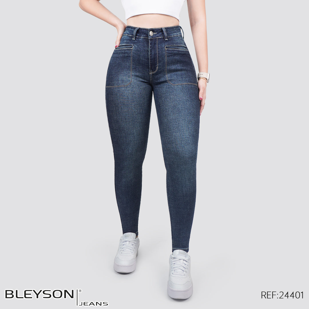 Jeans skinny tiro alto 24401