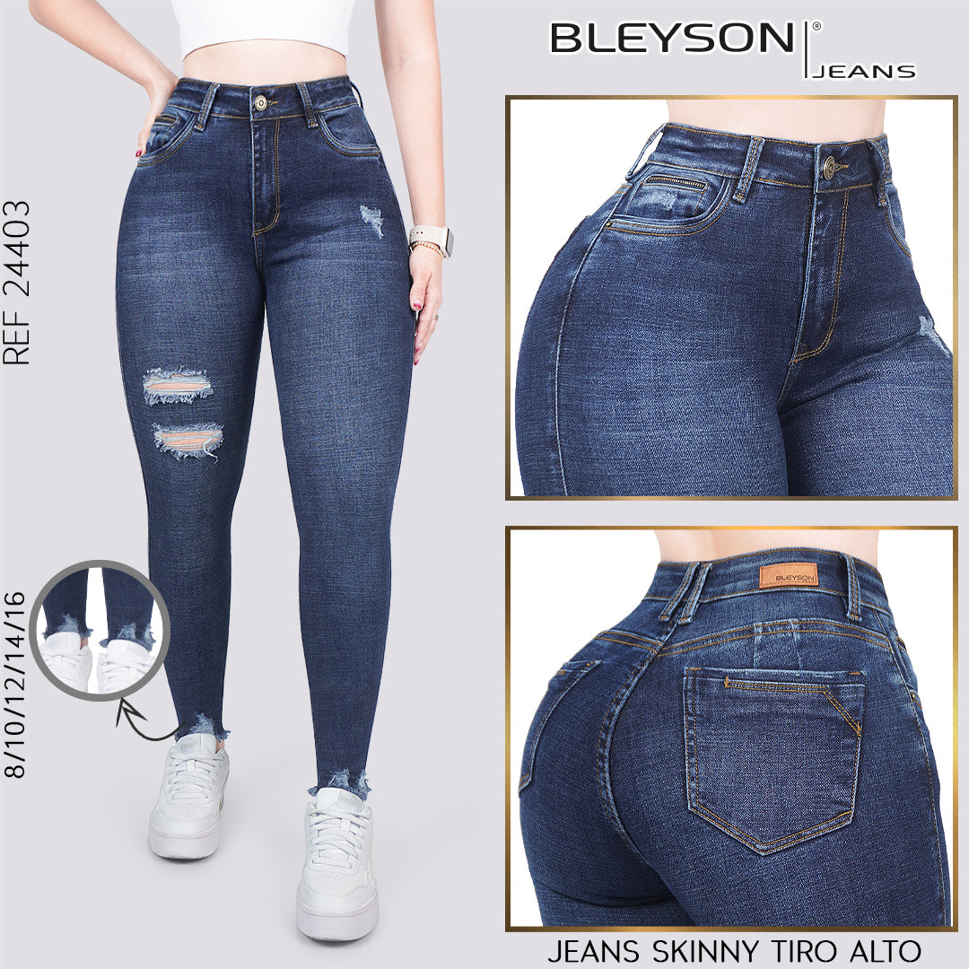 Jeans skinny tiro alto 24403
