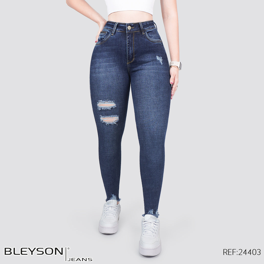 Jeans skinny tiro alto 24403