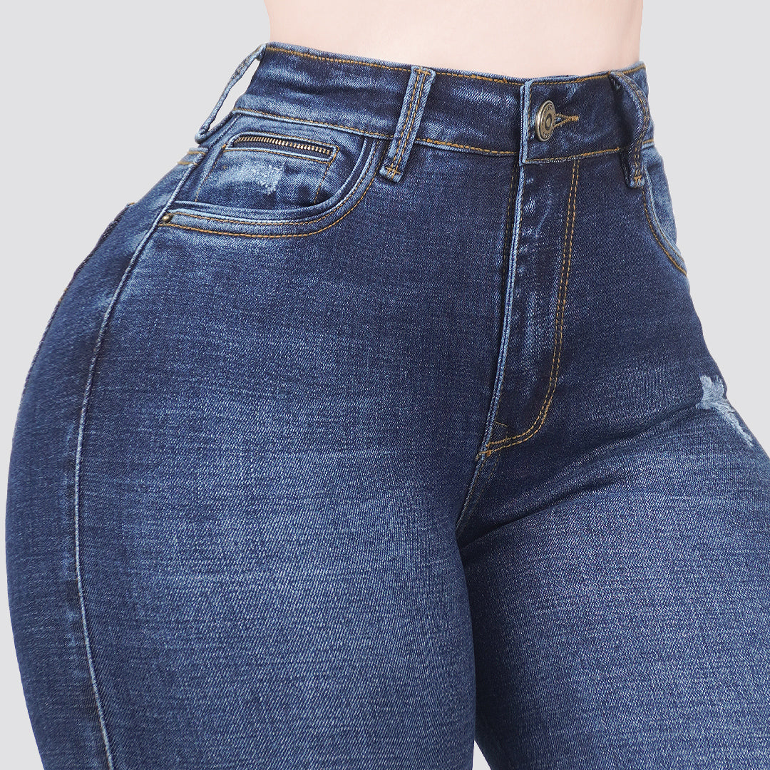 Jeans skinny tiro alto 24403