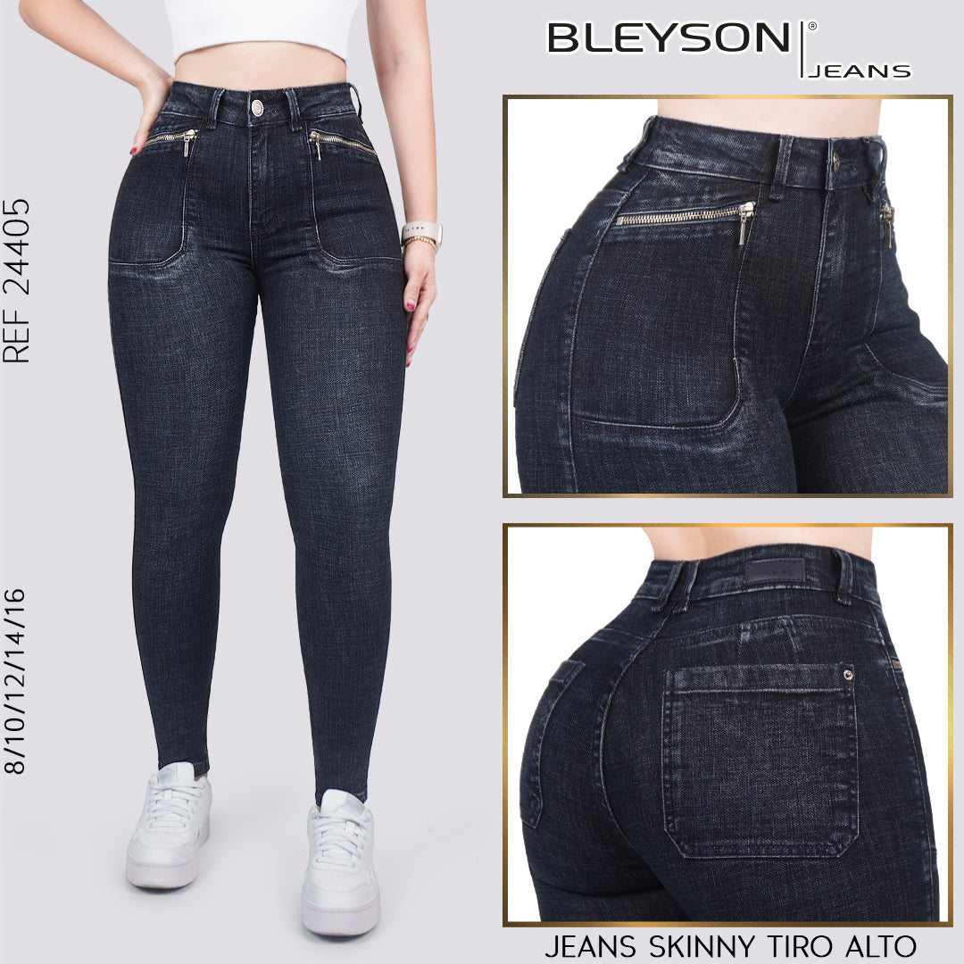 Jeans skinny tiro alto 24405