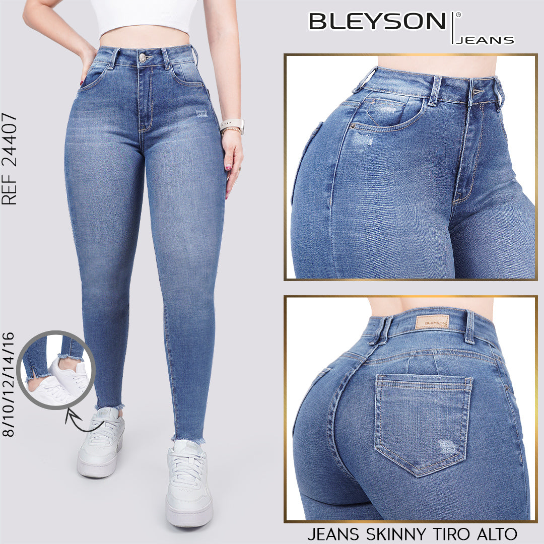 Jeans skinny tiro alto 24407