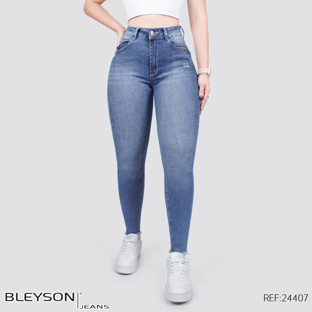 Jeans skinny tiro alto 24407