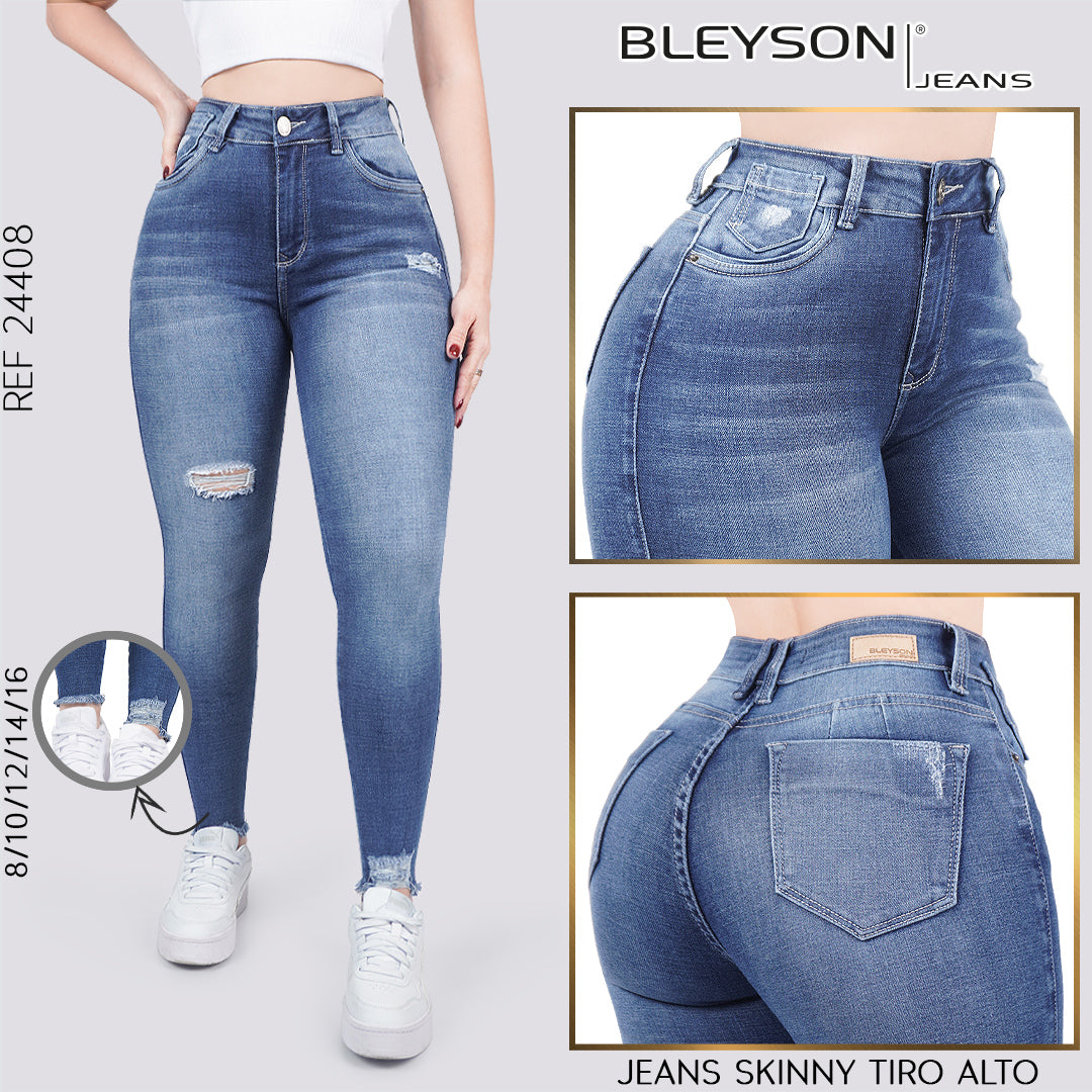 Jeans skinny tiro alto 24408