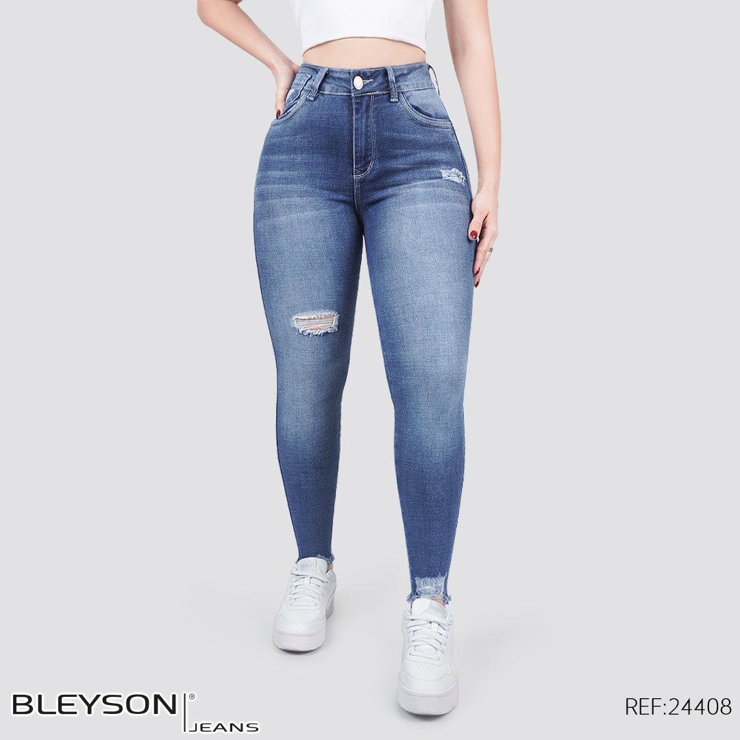Jeans skinny tiro alto 24408