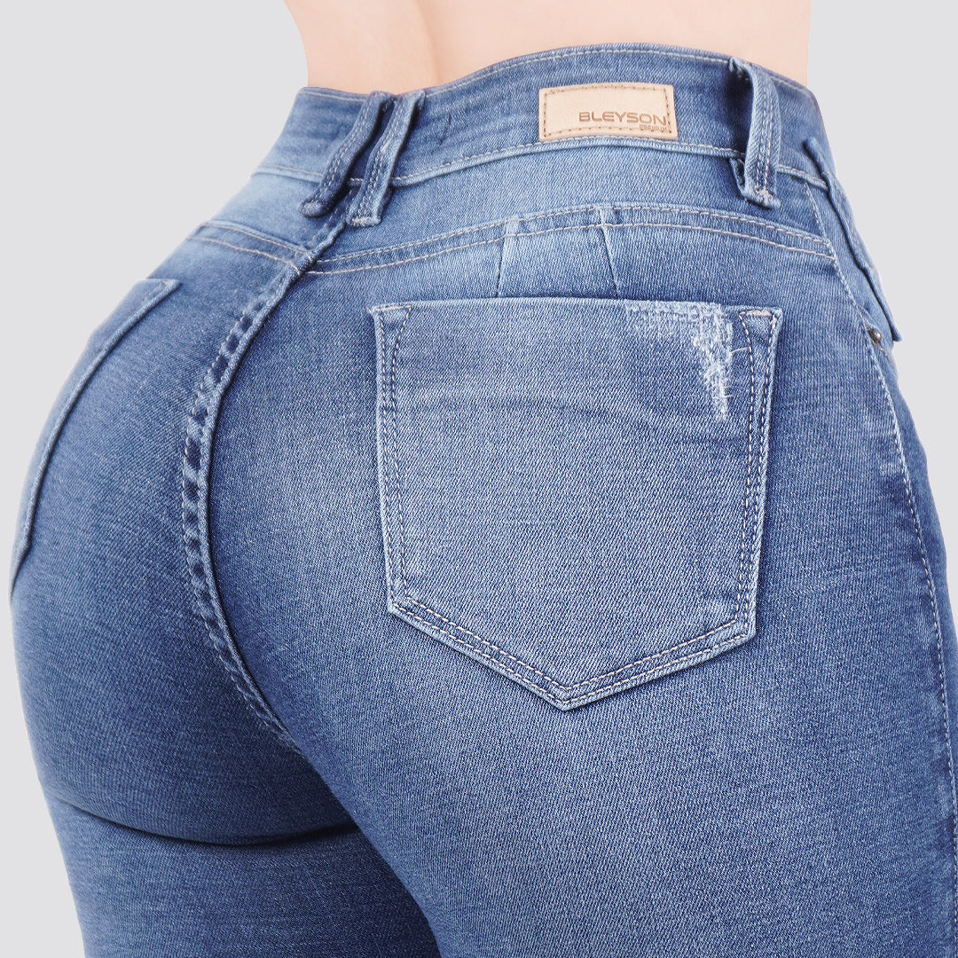 Jeans skinny tiro alto 24408