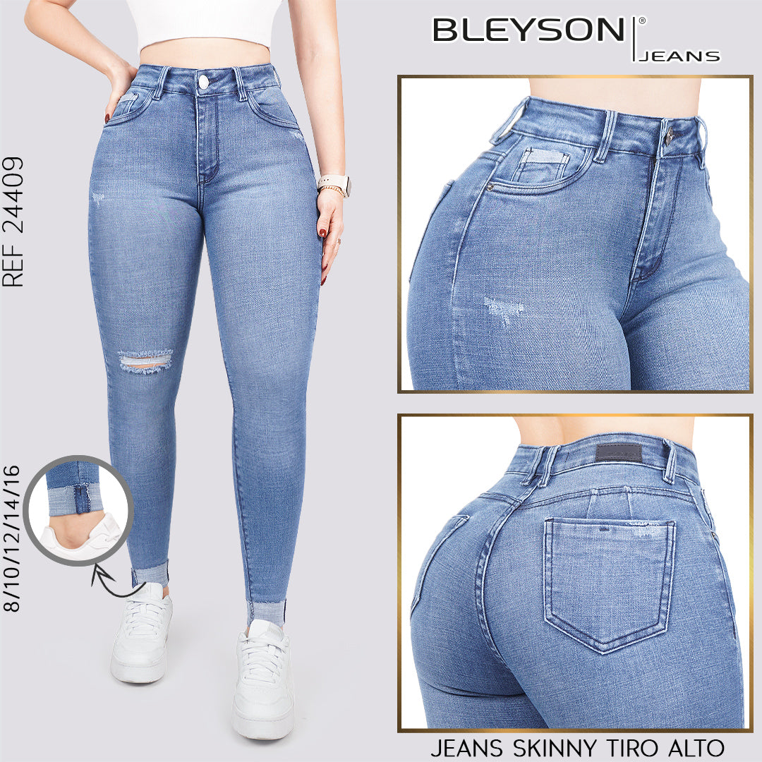 Jeans skinny tiro alto 24409