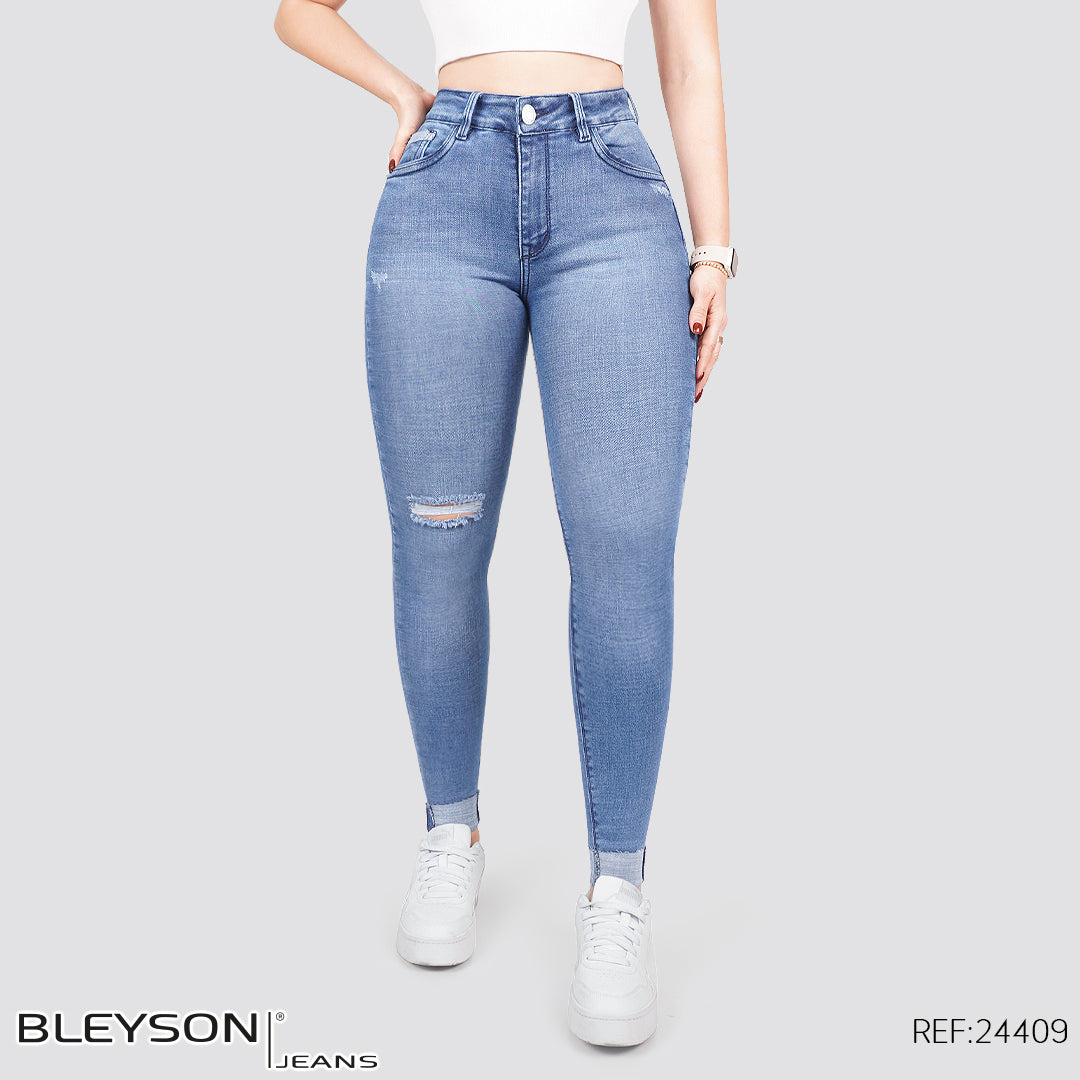 Jeans skinny tiro alto 24409