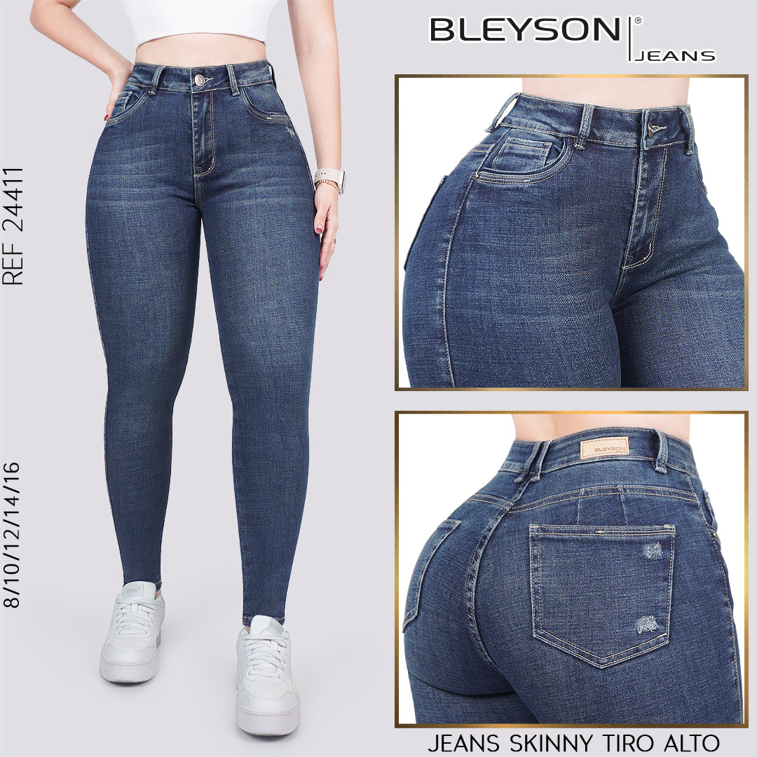 Jeans skinny tiro alto 24411