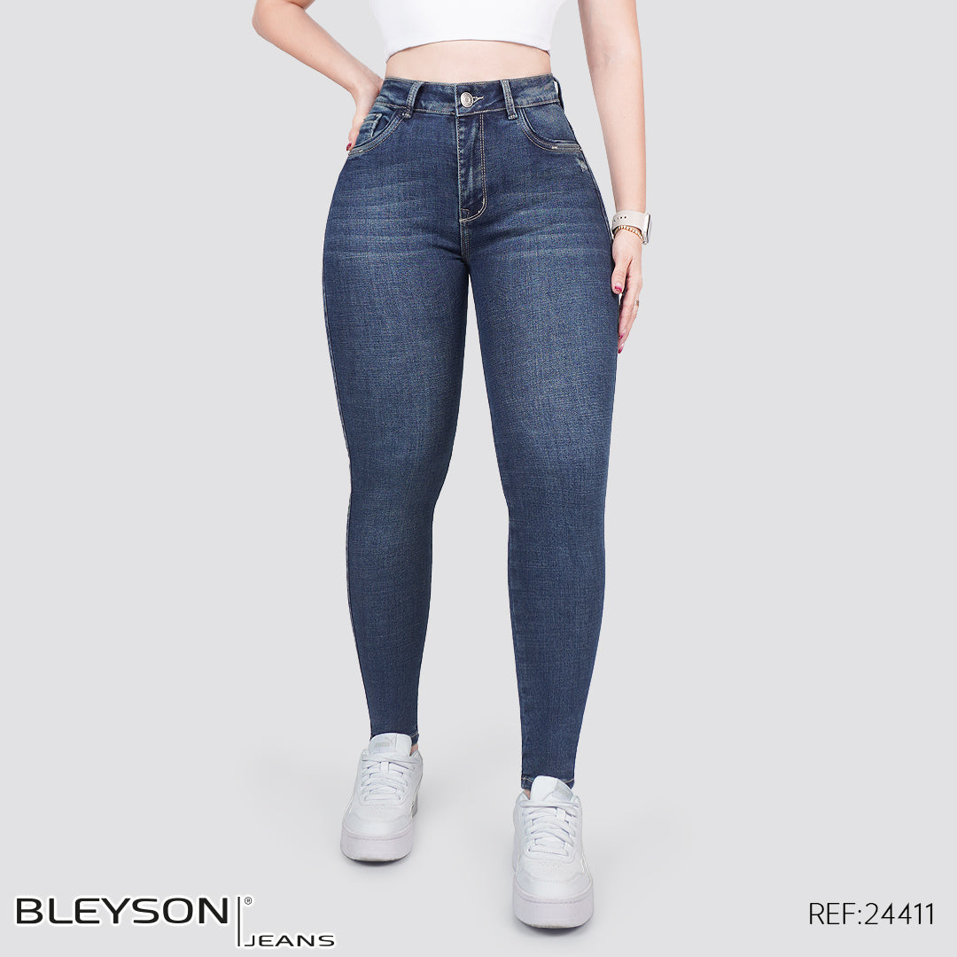 Jeans skinny tiro alto 24411