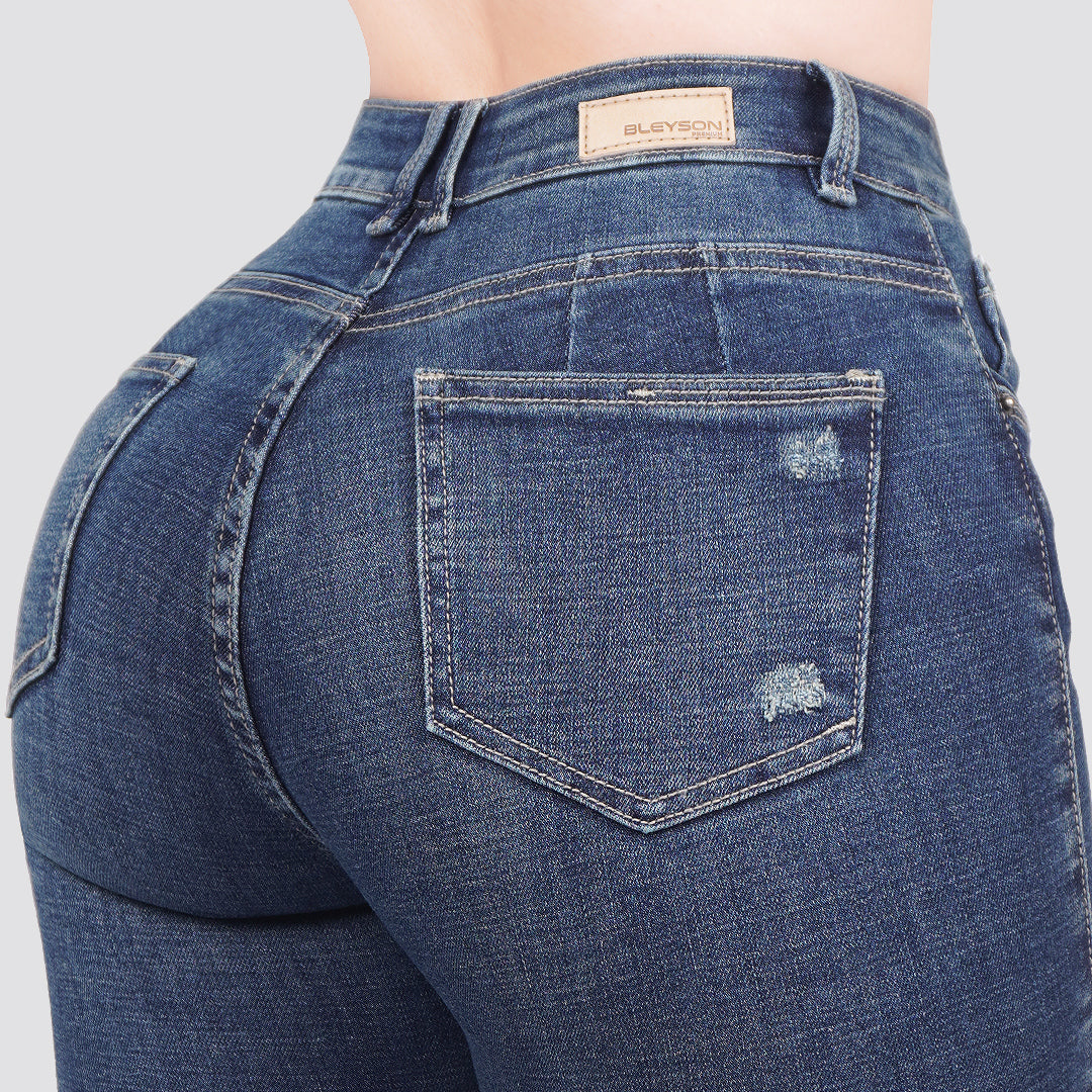 Jeans skinny tiro alto 24411