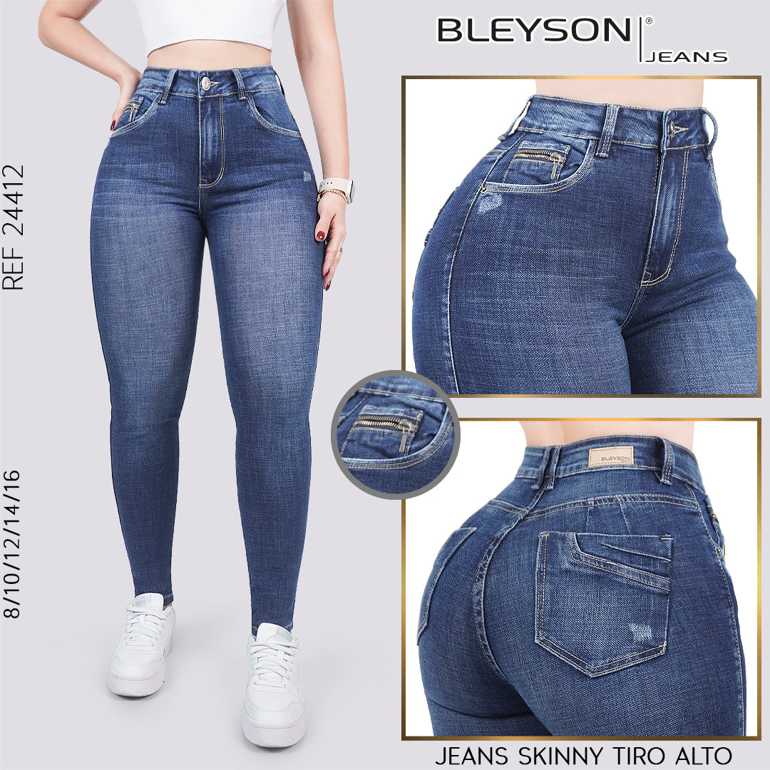 Jeans skinny tiro alto 24412