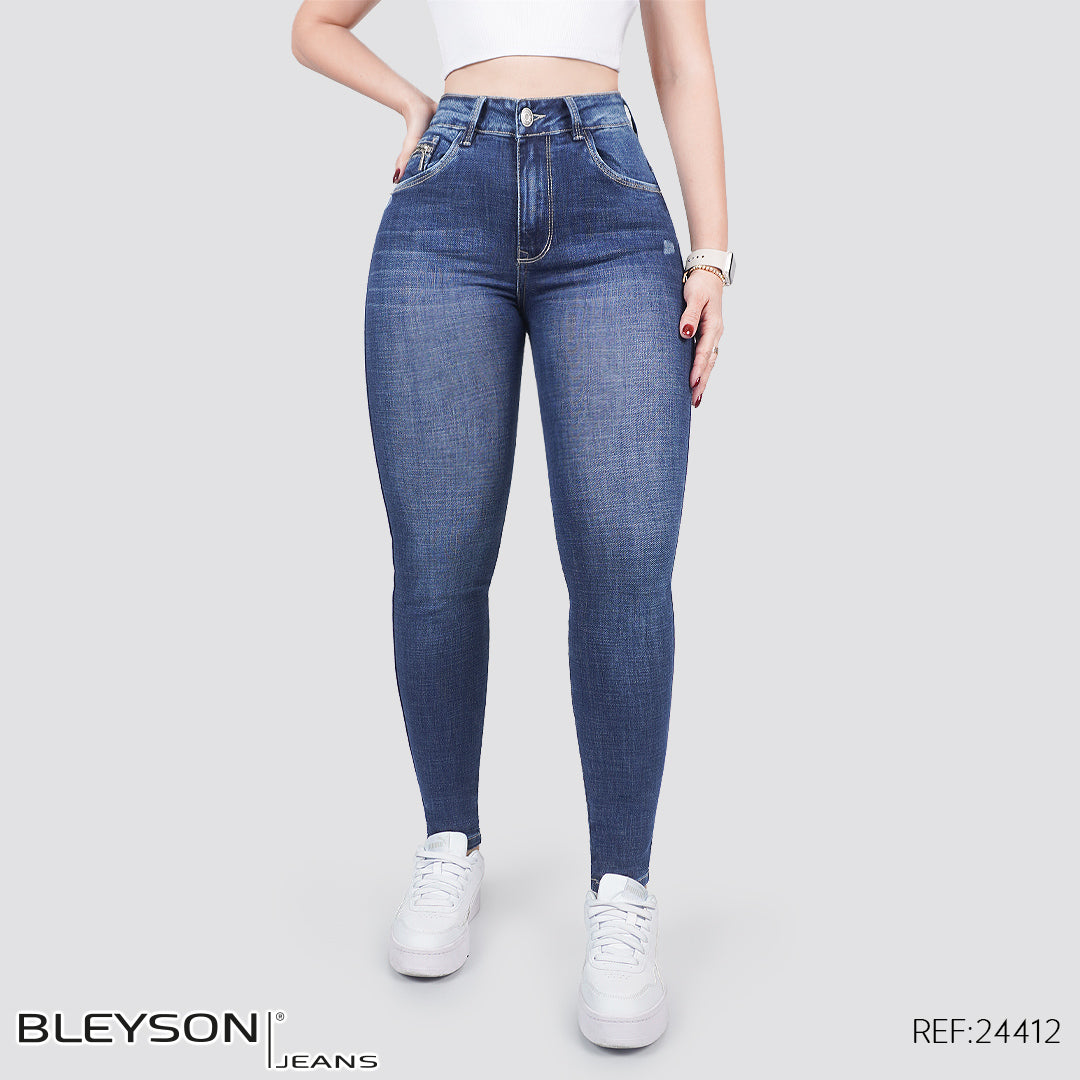 Jeans skinny tiro alto 24412