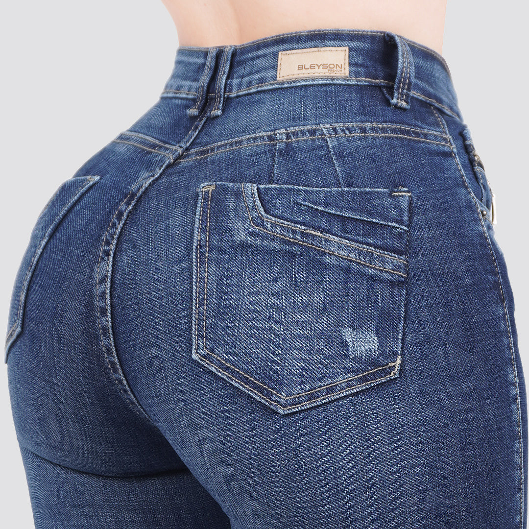 Jeans skinny tiro alto 24412