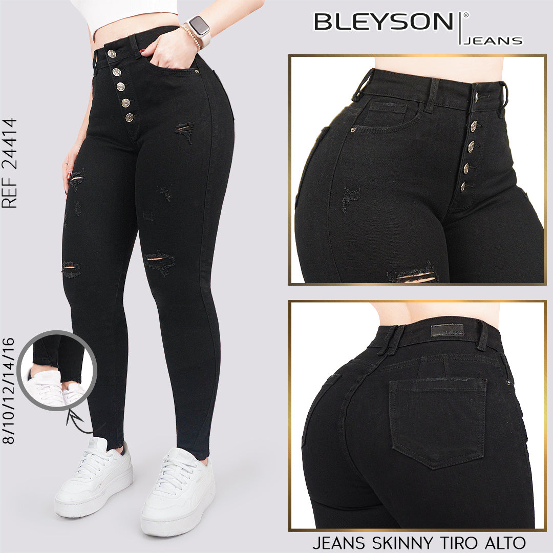 Jeans skinny tiro alto 24414