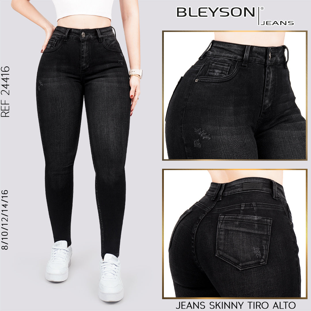 Jeans skinny tiro alto 24416