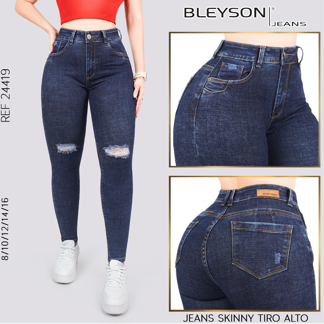 Jeans skinny tiro alto 24419
