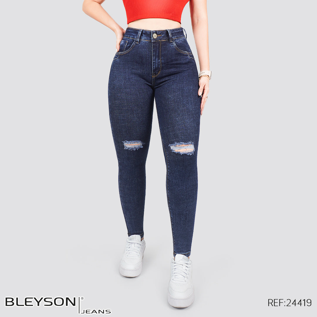 Jeans skinny tiro alto 24419