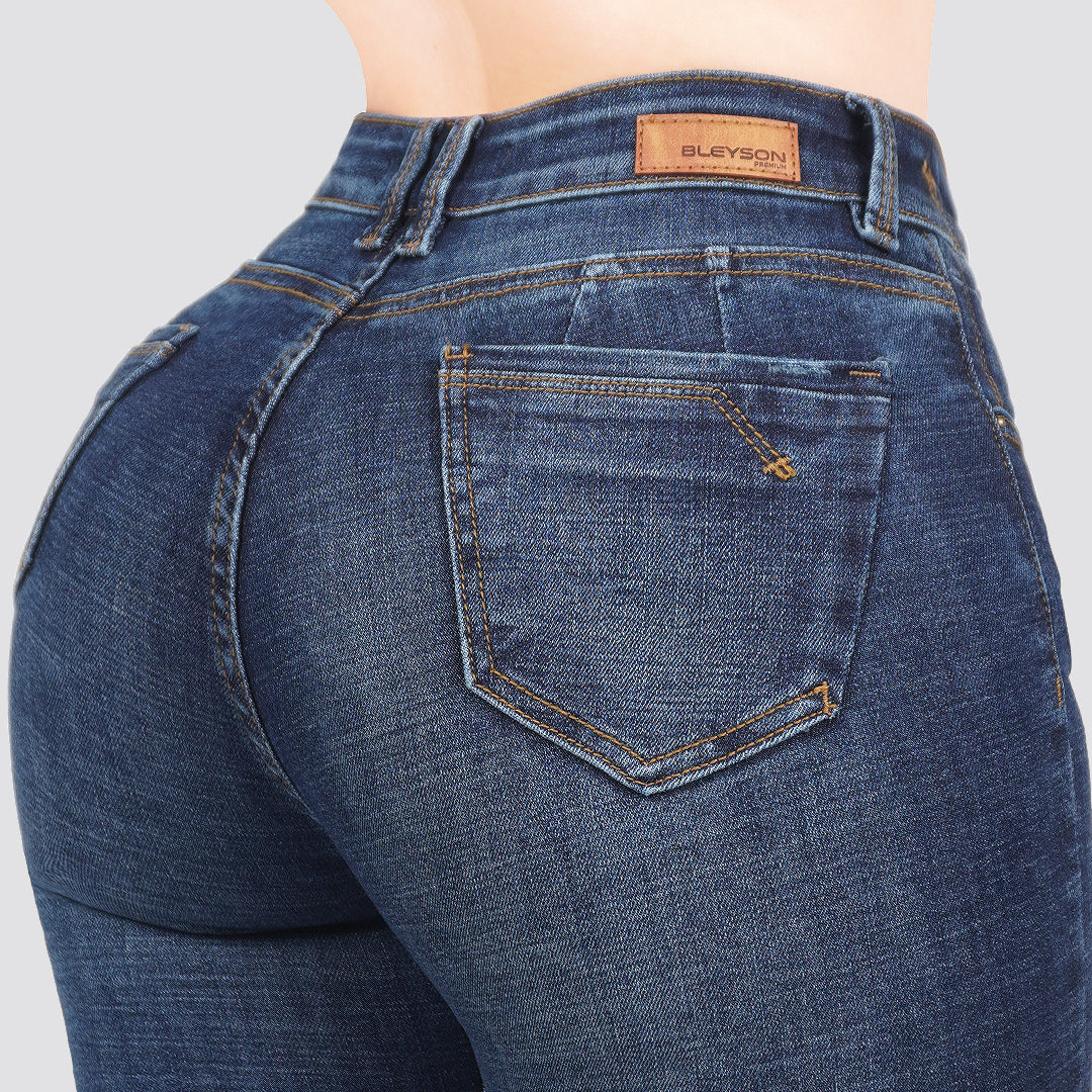Jeans skinny tiro alto 24424