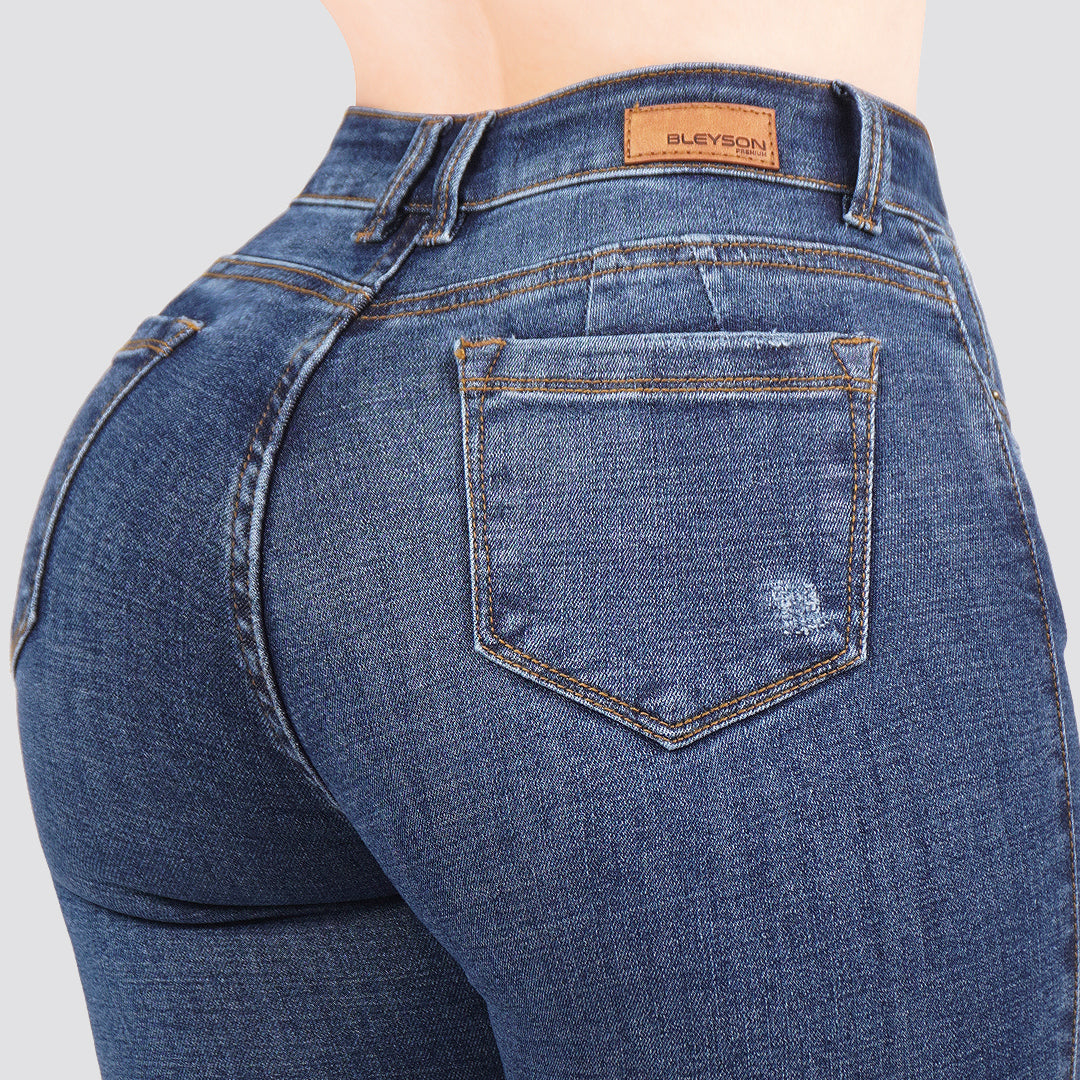 Jeans skinny tiro alto 24426
