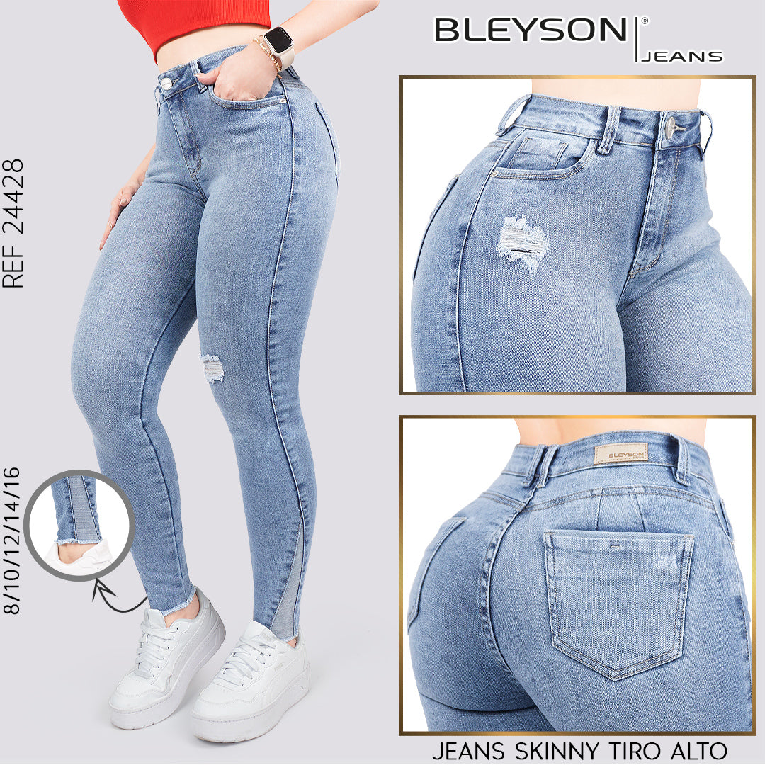 Jeans skinny tiro alto 24428