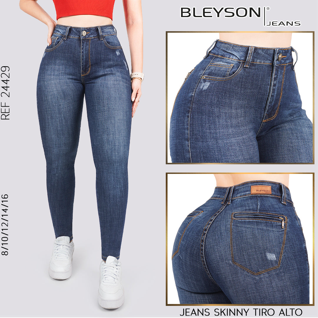Jeans skinny tiro alto 24429