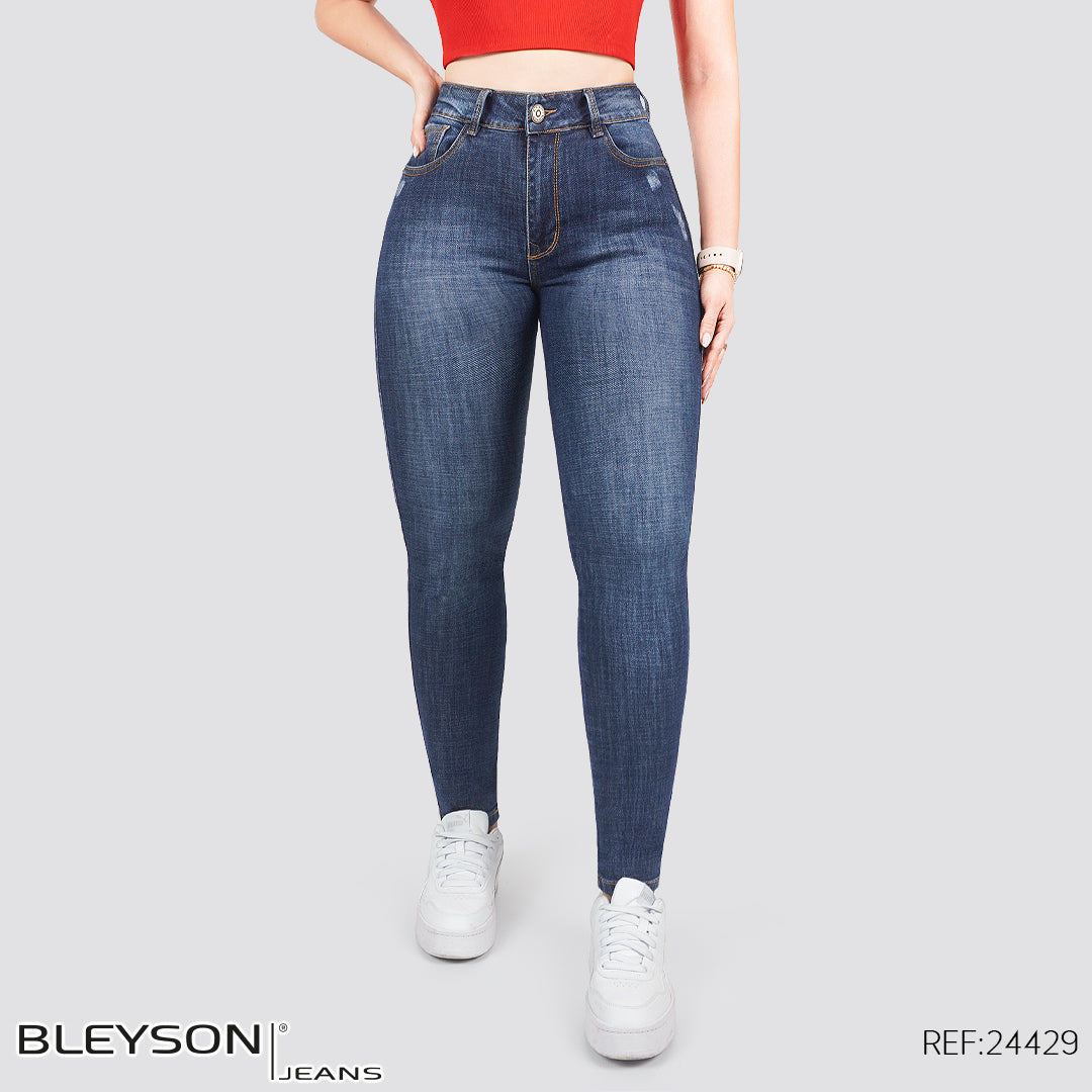Jeans skinny tiro alto 24429