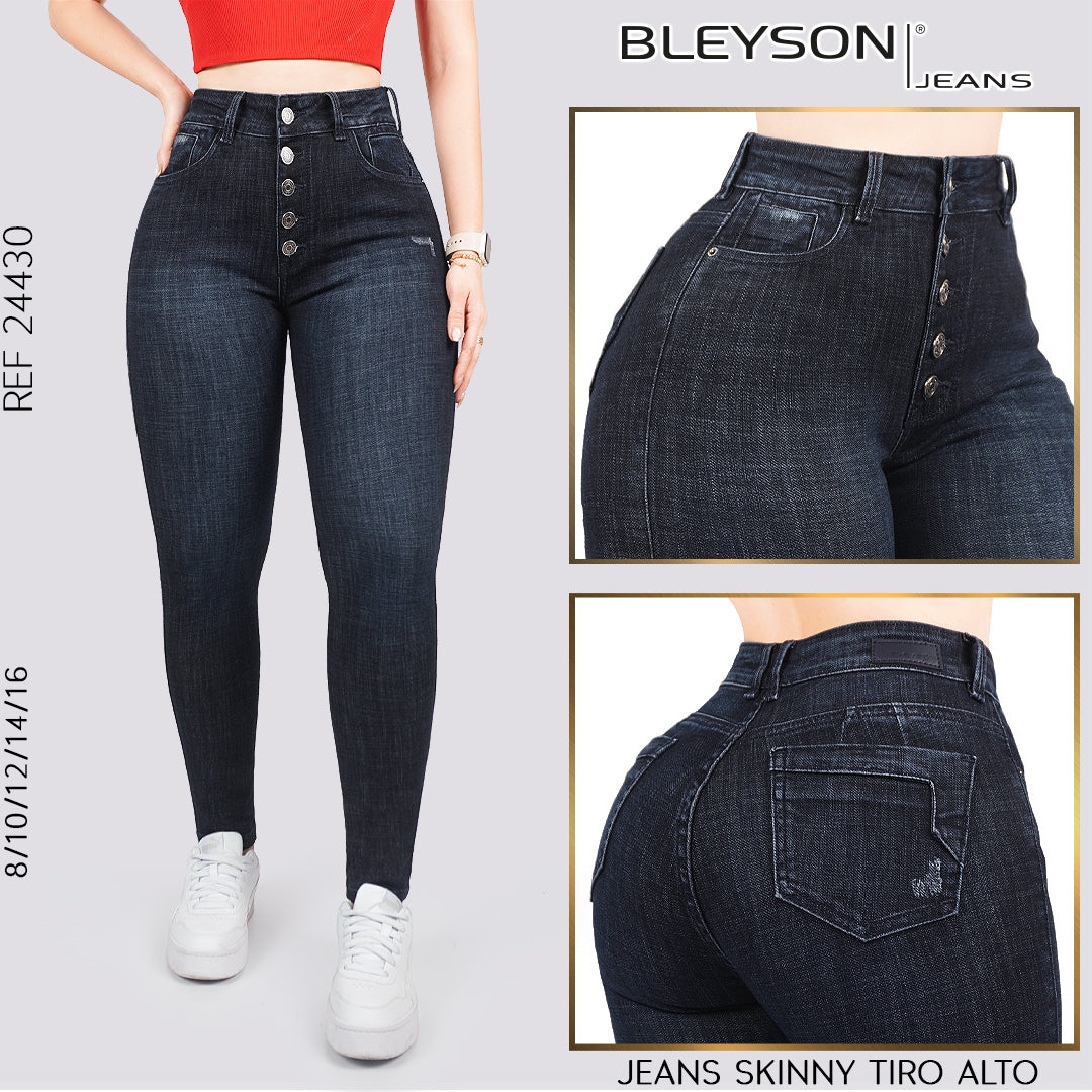 Jeans skinny tiro alto 24430