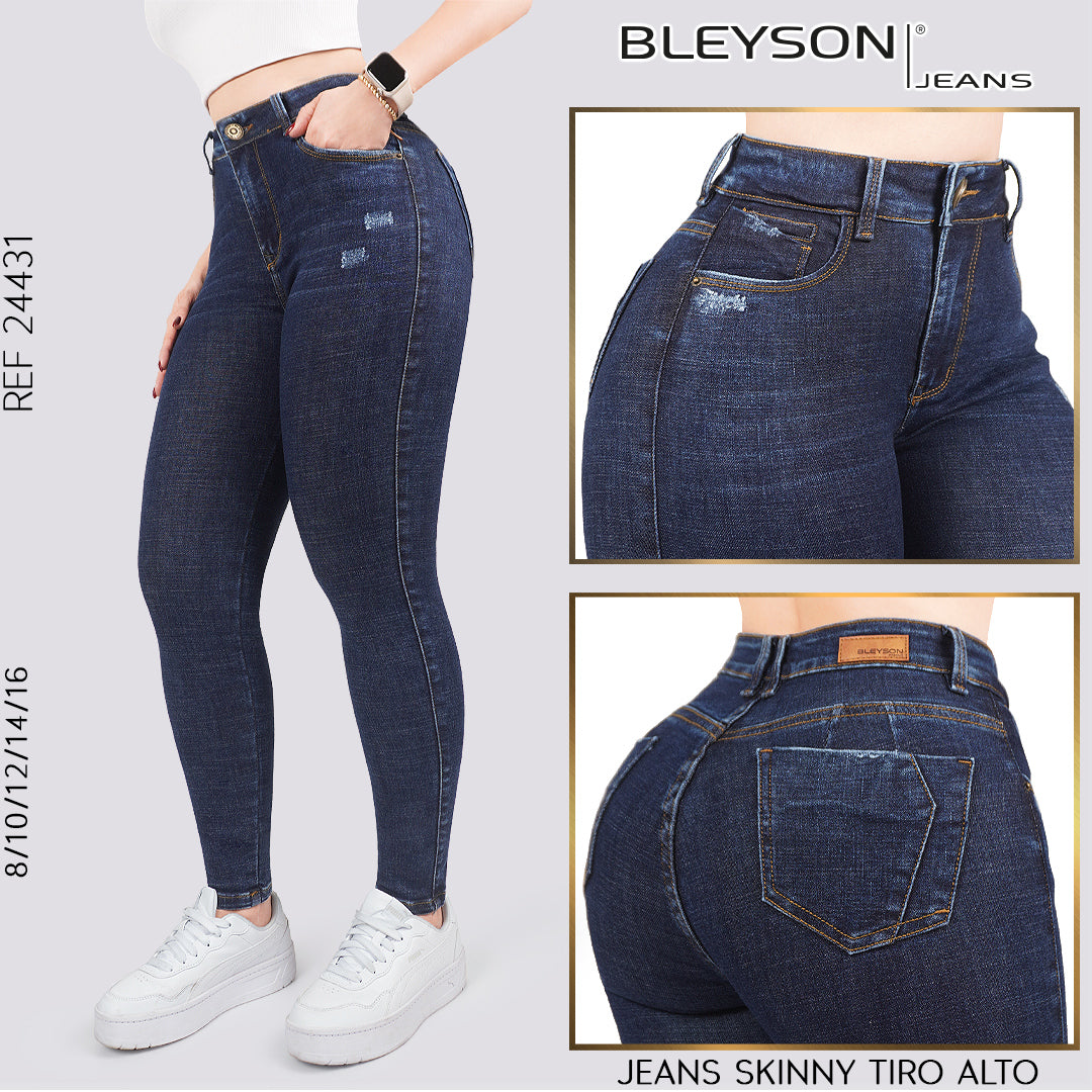 Jeans skinny tiro alto 24431