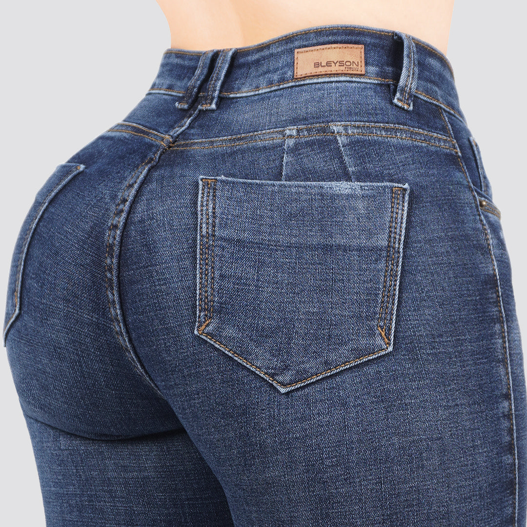 Jeans skinny tiro alto 24435