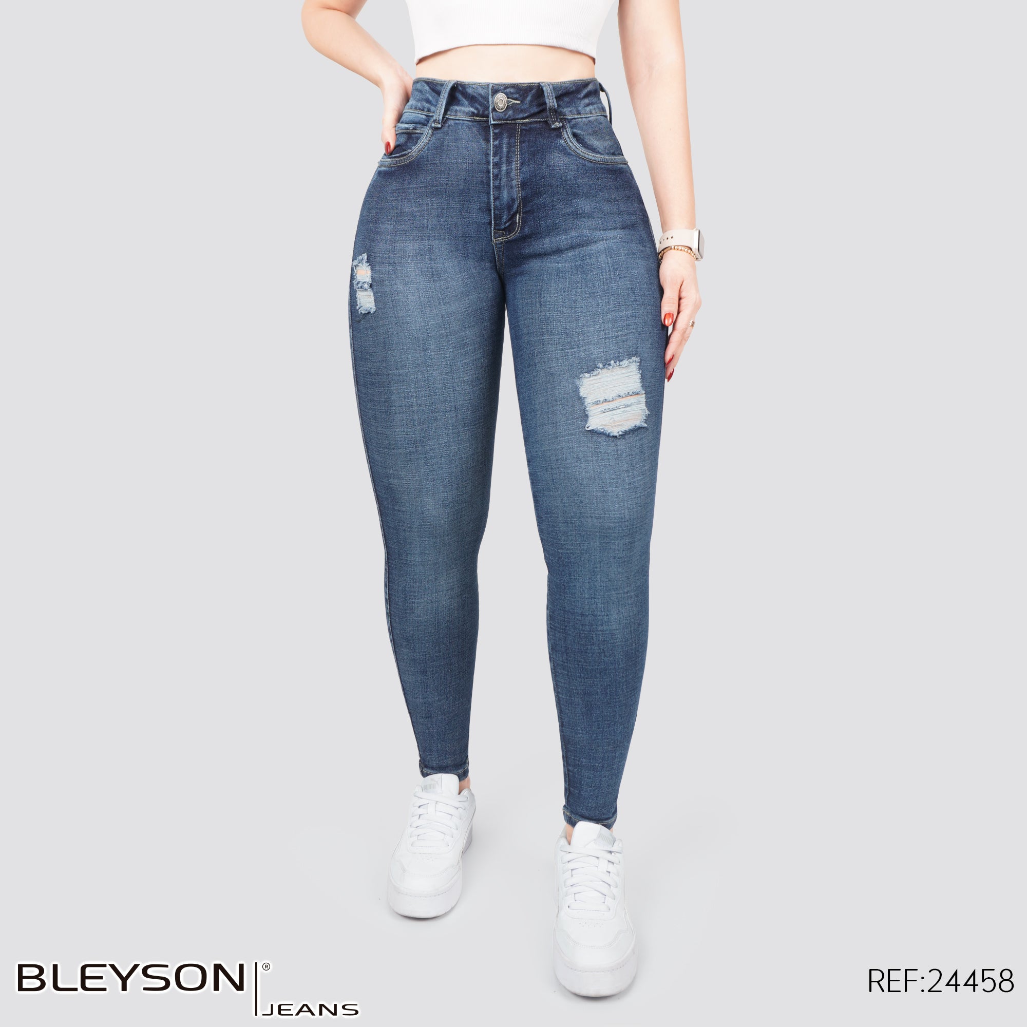 Jeans skinny tiro alto 24458