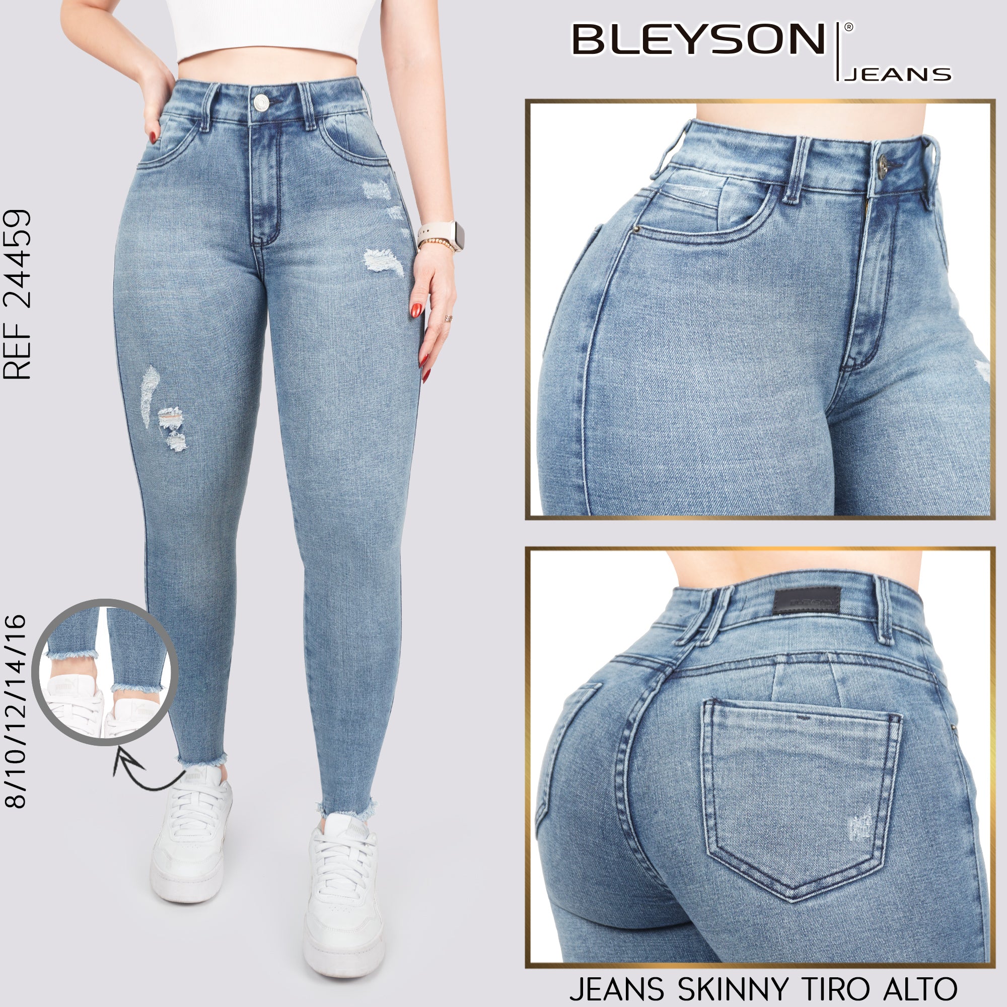 Jeans skinny tiro alto 24459